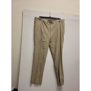 LINEAGE Milan New York Paris Mens Dress Pants 45L Beige Flat Front Trousers